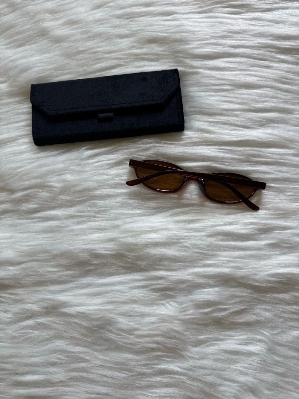 Women's Brown Retro Oval Sunglasses with Black Soft Case
